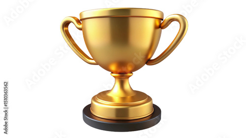 Gold trophy award illustration representing achievement success and winning on a white background