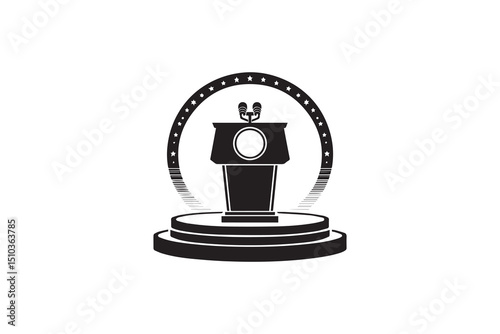 A black-and-white Podium  against a white background in a straightforward and inconspicuous vector silhouette