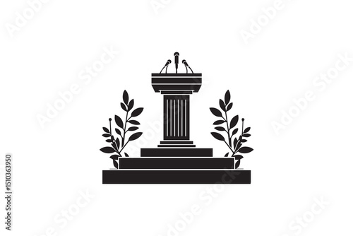 A black-and-white Podium  against a white background in a straightforward and inconspicuous vector silhouette