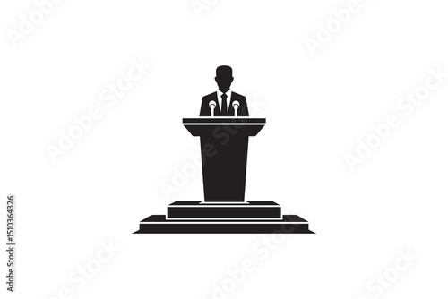 A black-and-white Podium  against a white background in a straightforward and inconspicuous vector silhouette