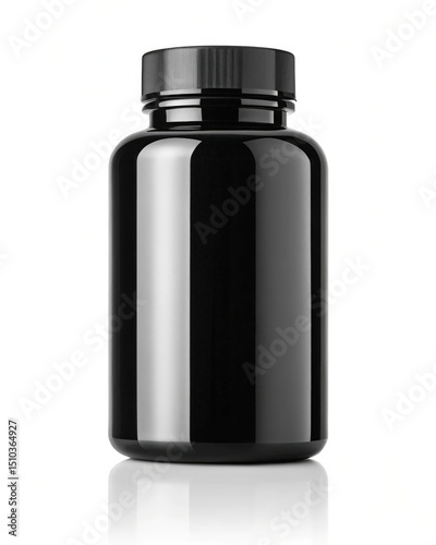 Black Plastic Pill Bottle Mockup Perfect for Supplement, Medicine, or Vitamin Packaging Designs