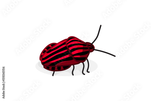 vector cartoon bug color volume clip art isolated on transparent background. Hand drown design element.

