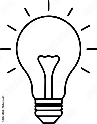 Light bulb outline vector illustration, line art