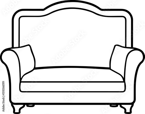 Sofa Furniture outline vector illustration, line art