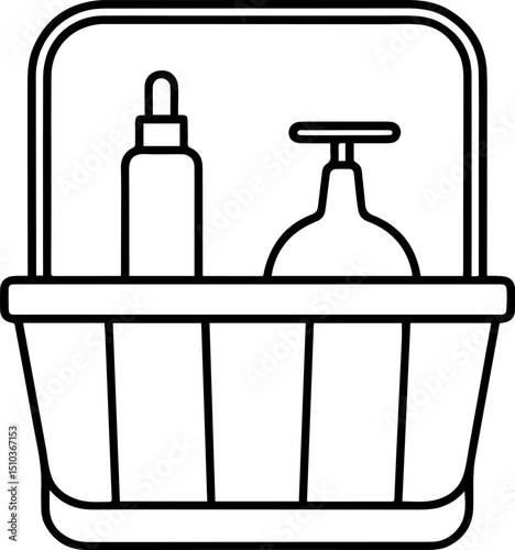 Outline of shower caddy vector illustration, line art