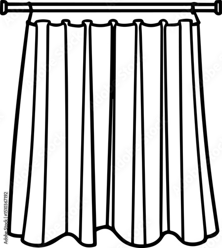 shower curtain outline vector illustration, line art	