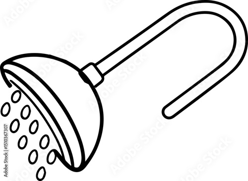 shower head outline vector illustration, line art