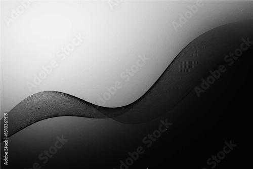 Abstract background with white and black gradient and flowing line.