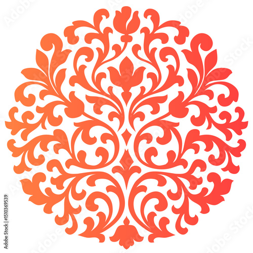 Elegant Damask Floral Ornament Vector for Design & Decor