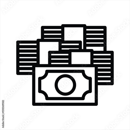 Fiat paper money stack simple line icon