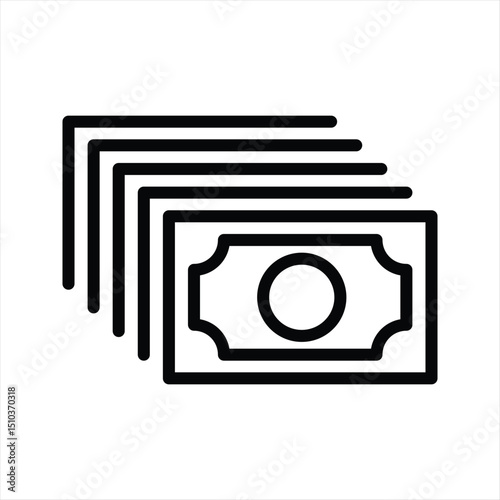 Fiat paper money stack simple line icon