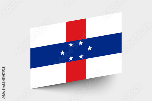 Flag of Netherlands Antilles. Netherlands Antilles flag official colors tilted icon digital vector illustration design.