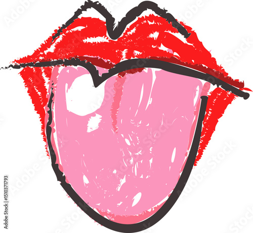 Mouth with Tongue Drawing