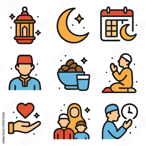 2d icon pack ramadan kareem. perfect for your project, digital marketing, website design and more