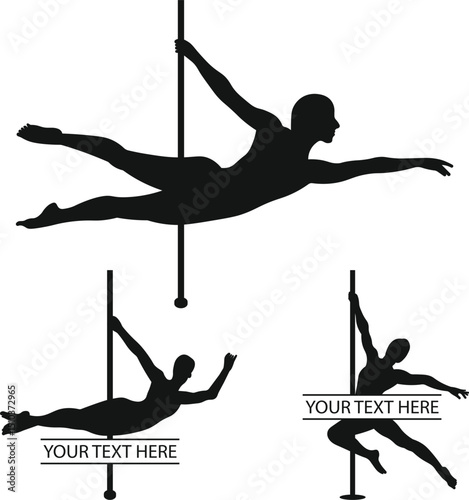 Pole Dance Poses Silhouettes, Pole Dancing SVG, Pole Dancer Svg, Exotic Dancer Silhouette, Vector Illustration