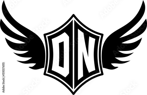 DN logo emblem with winged and shield template