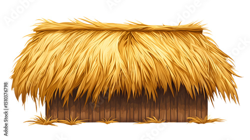 Thatched straw roof, isolated on white background