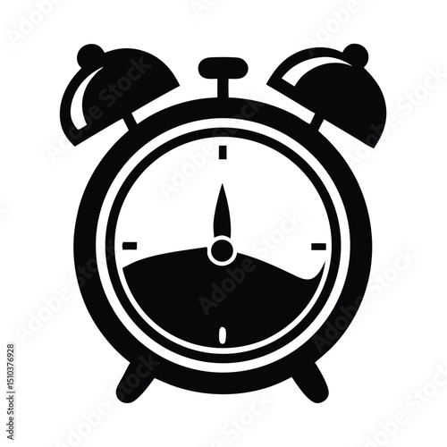 Alarm clock, stopwatch, Old style alarm clock silhouette