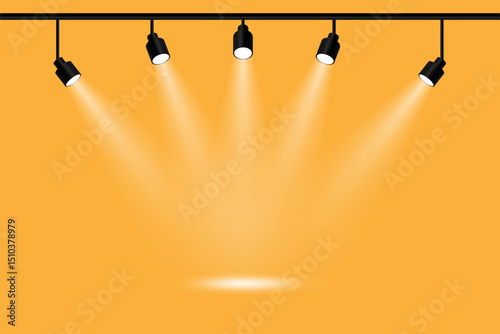 Stage lighting, bright spotlights. Vector illustration