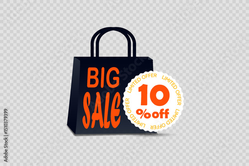Shopping bag sale and discounts. Vector EPS10