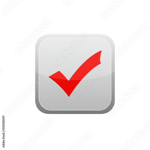 Red check mark in a square isolated on transparent background