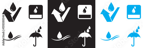 Waterproof icons. Water drop protection concept. Vector for websites, mobile interfaces, presentations, banner, visual branding etc. Vector illustration. EPS 10