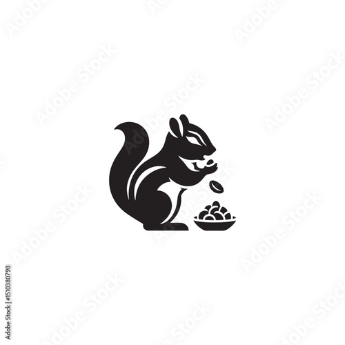 **"Playful Chipmunk Vector Silhouette: Lively Small Rodent Design Featuring Fluffy Tail, Foraging Pose, and Striped Back in Clean, Minimalist Style for Crafts and Digital Art"**
