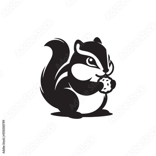 **"Playful Chipmunk Vector Silhouette: Lively Small Rodent Design Featuring Fluffy Tail, Foraging Pose, and Striped Back in Clean, Minimalist Style for Crafts and Digital Art"**
