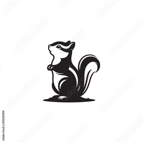 **"Playful Chipmunk Vector Silhouette: Lively Small Rodent Design Featuring Fluffy Tail, Foraging Pose, and Striped Back in Clean, Minimalist Style for Crafts and Digital Art"**
