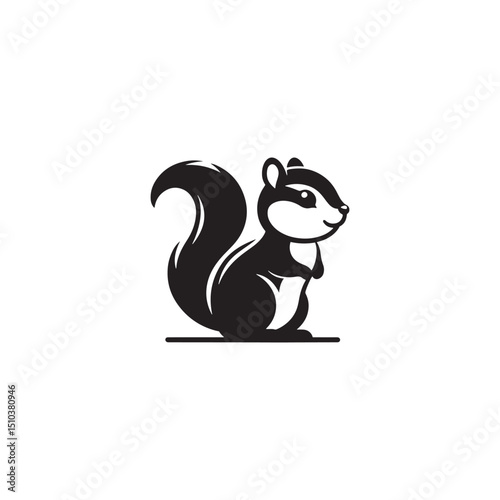 **"Playful Chipmunk Vector Silhouette: Lively Small Rodent Design Featuring Fluffy Tail, Foraging Pose, and Striped Back in Clean, Minimalist Style for Crafts and Digital Art"**
