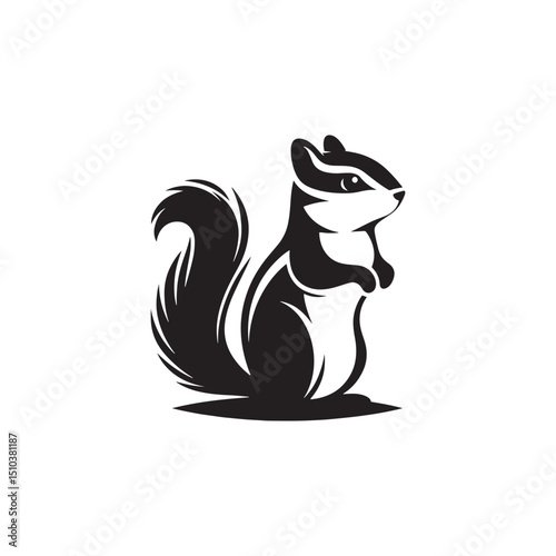 **"Playful Chipmunk Vector Silhouette: Lively Small Rodent Design Featuring Fluffy Tail, Foraging Pose, and Striped Back in Clean, Minimalist Style for Crafts and Digital Art"**
