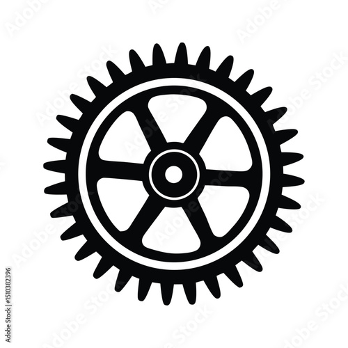 Close-up of a black gear wheel symbolizing precision engineering