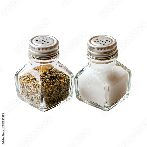 Glass salt and pepper shaker isolated on a transparent background