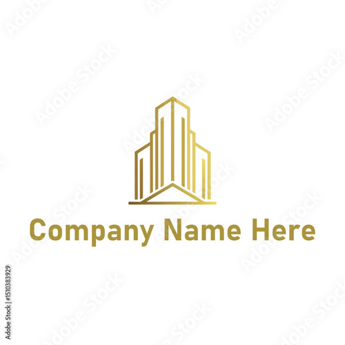  Gold real estate logo with a highrise and house outline