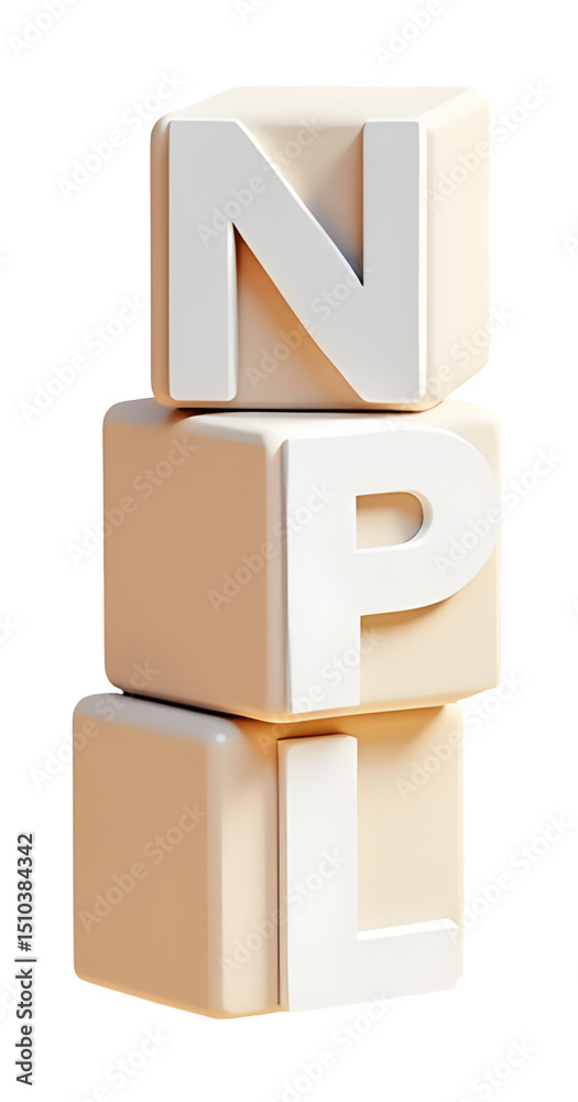 Obraz premium NPL letter blocks stacked vertically in soft beige tones with smooth texture