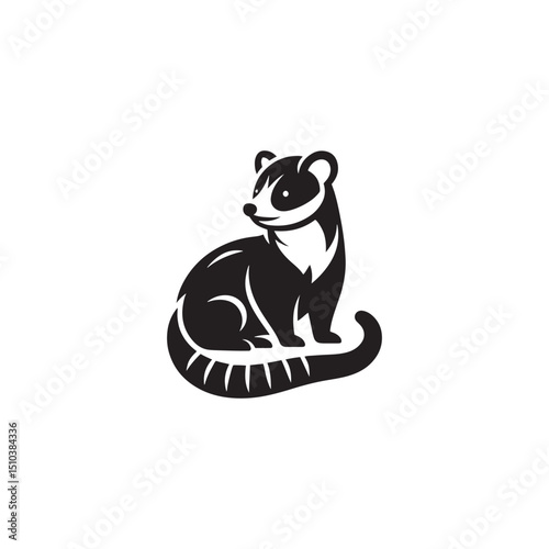 **"Mysterious Civet Vector Silhouette: Sleek Nocturnal Mammal Design Featuring Long Body, Striped Tail, and Stealthy Stance in Clean, Minimalist Style for Crafts and Digital Art"**
