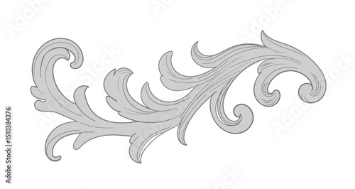 Victorian Vintage Baroque element floral ornament leaf scroll engraved retro flower pattern decorative design. Vector damask pattern with flourishes calligraphic engraved hand drawn style.
