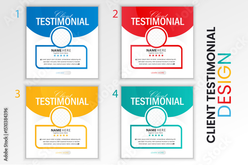 Modern Client Testimonial Template Set | Editable Social Media Review Layout