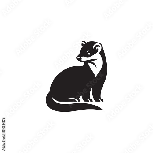 **"Mysterious Civet Vector Silhouette: Sleek Nocturnal Mammal Design Featuring Long Body, Striped Tail, and Stealthy Stance in Clean, Minimalist Style for Crafts and Digital Art"**
