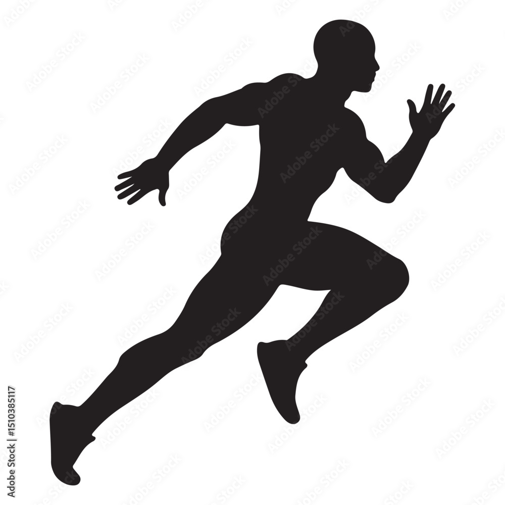 Stylized Sprinting Man Graphic - Simple White Background Running Figure for Health Magazine Feature Images Stylized Sprinting Man Graphic - Simple White Background Running Figure for Health Magazine Feature Images