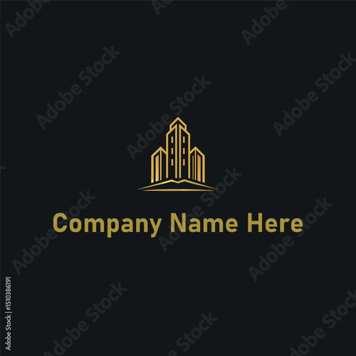  Gold real estate logo with a highrise and house outline