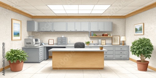 A soft watercolor of an empty office space after insolvency declaration