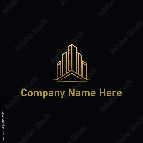  Gold real estate logo with a highrise and house outline
