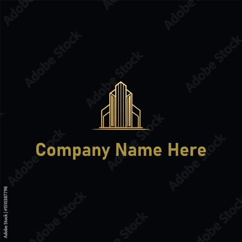  Gold real estate logo with a highrise and house outline