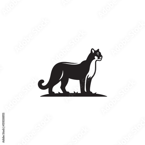 **"Powerful Cougar Vector Silhouette: Majestic Mountain Lion Design Featuring Muscular Build, Long Tail, and Stealthy Pose in Clean, Minimalist Style for Crafts and Digital Art"**
