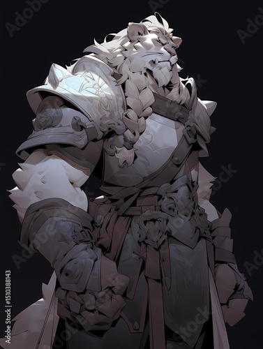 Anime fantasy beast race character in armor illustration