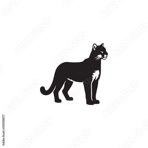 **"Powerful Cougar Vector Silhouette: Majestic Mountain Lion Design Featuring Muscular Build, Long Tail, and Stealthy Pose in Clean, Minimalist Style for Crafts and Digital Art"**
