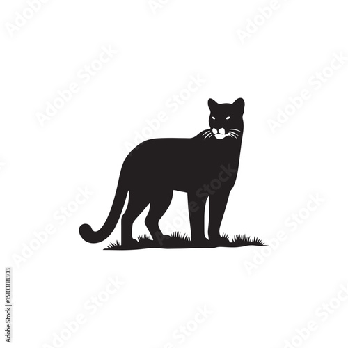 **"Powerful Cougar Vector Silhouette: Majestic Mountain Lion Design Featuring Muscular Build, Long Tail, and Stealthy Pose in Clean, Minimalist Style for Crafts and Digital Art"**
