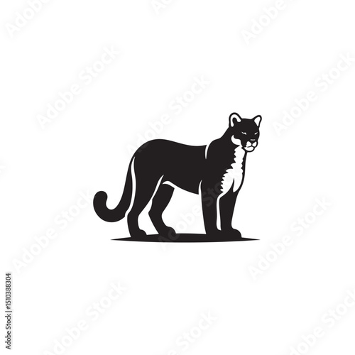 **"Powerful Cougar Vector Silhouette: Majestic Mountain Lion Design Featuring Muscular Build, Long Tail, and Stealthy Pose in Clean, Minimalist Style for Crafts and Digital Art"**
