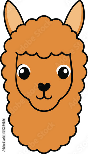 alpaca head icon clipart vector on transparent background